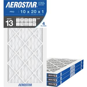 Aerostar Air Filter 10x20x1 MERV 13 AC Filter, HVAC, Furnace Filter, 4 Pack