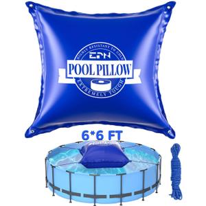 EPN 6 x 6 Ft Pool Pillows for Above Ground Pool, 0.5mm Thick PVC Cold-Resistant Pool Cover Air Pillow with 49.2 Ft Rope, Winterizing Ice Equalizer Inflated Closing Winter Kit for Supporting Pool Cover (blue)