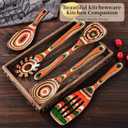 Gudamaye Pakkawood 7-Piece Red Wooden Cooking Utensils, Wooden Spoons for Cooking,Wooden Spoon Set, Wooden Kitchen Utensil set, Pakkawood kitchen Utensils for Serving, Bridal Shower Gifts