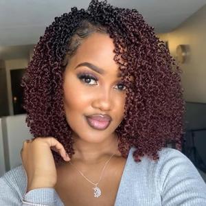 COOKOO 8 Inch 30 Strands/Pack Yanky Twist Crochet Hair 8 PCS Ombre Yanky Passion Twist Crochet Hair Pre Looped Spring Twists Hair Fluffy Mini Crochet Twists Hair Pre-twisted Spring Twist Hair 1B/99j#