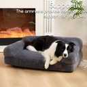 Hollypet Fluffy Plush Pet Sofa Soft Calming Pet Sofa Beds for  Large Dogs, L, Gray
