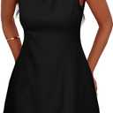 PRETTYGARDEN Womens Formal Short Dresses 2026 Summer Sleeveless Boat Neck A Line Elegant Mini Cocktail Party Dress (Black, L)