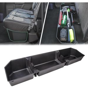 Upgraded Rear Under Seat Storage Box Compatible with 2015-2024 Ford F150 SuperCrew Cab & Crew Cab, 2017-2023 Ford F250/F350/F450/F550 Super Duty & Crew Cab, ABS, Black