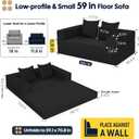 COMAX Boneless Futon Sofa Bed, 59" Small Low-Profile Floor Couch, Black