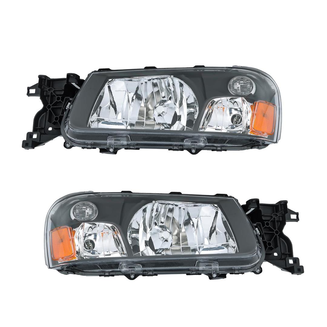 WFLNHB 2PCS Driver and Passenger Side Headlight Assembly Replacement for Subaru Forester 2003-2004 Headlights Halogen Projector Black