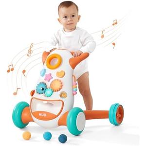KÜB Montessori Baby Walker - Interactive Push Toy for Toddlers Learning to Walk with Soft Music & Lights, Adjustable Speed & Non-Slip Wheels, Educational Activity Center