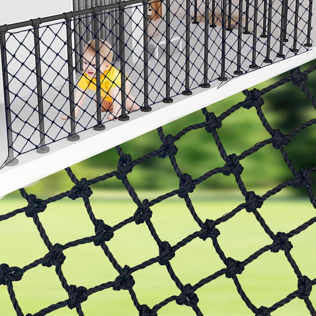 Safety Net for Balcony,Stair Rope Net,Safety Netting for Railings,Suitable for Children's Playgrounds, Stair, Railing, Indoor and Outdoor Decoration (6mm,3X4m) (9.84X13.12ft)
