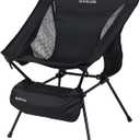 GARLLEN Portable Camping Chair 400LBS Capacity, Folding Backpacking Chair with Both Side Pockets, Folding Travel Chair with Carrying Bag & Anti-Slip Feet for Camping, Hiking, Picnic, Beach, Black