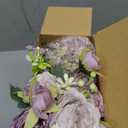 3 Sets Artificial Peonies Flower Peony Bouquet with Galvanized Metal Pot Silk Fake Peonies Faux Flower Arrangements for Wedding Table Centerpiece Party Home Room (Purple)