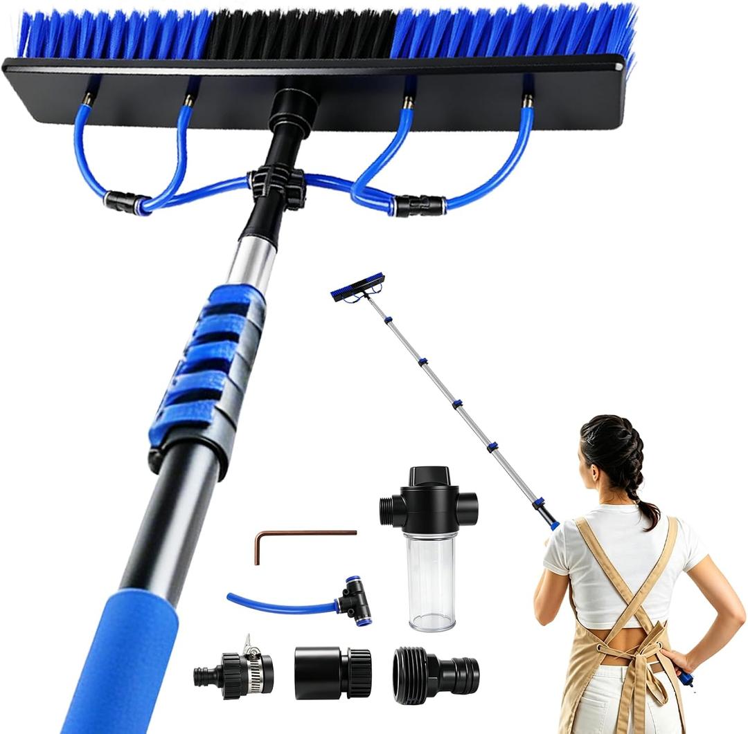 Solar Panel Cleaning Kit, 20FT Extension Pole Solar Panel Cleaning Brush, Water Fed Pole Brush with Soap Dispenser, Fit for Solar Panels, Snow Removal, Window etc 