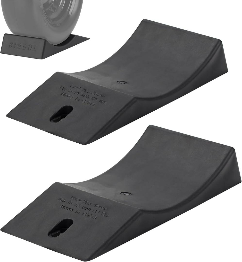 GICOOL 2-Pack Tire Saver Ramp for 9-12" Tire and Wheel, Flat-Free & Tubeless Tire Protector to Prevent Flat Spots Caused by Long Storage Parking for Riding Lawn Mower