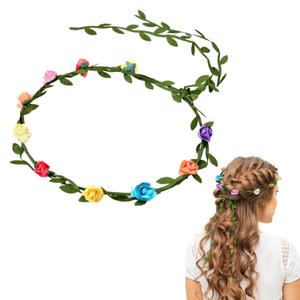16 PCS Flower Crown Headbands,Boho Floral Wreath for Women,Fairy Crowns for Tea Parties,Luau,Weddings & Fairy Party Favors