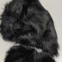 5 Pieces Faux Fur Headband Arm Cuffs Leg Warmers Ear Furry Warmers for Cold Weather Furry Costumes (Black)