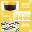 424pcs Black Gold Mini Cake Pans Set with Lids and Spoons Include 5oz Disposable Aluminum Foil Baking Pans, Lids, Spoons, Sealing Stickers and Gift Bags for Cupcake, Pudding, Muffin