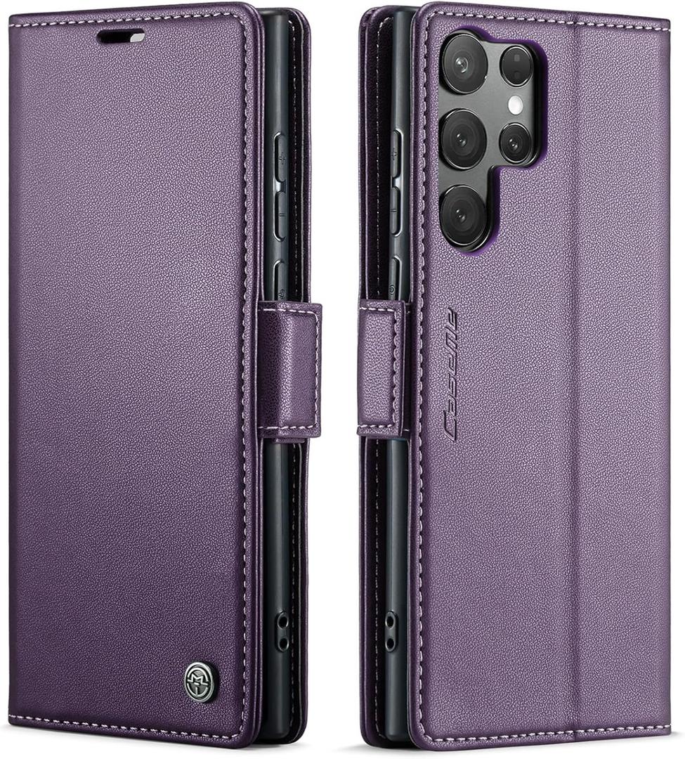 Wallet Case Designed for Samsung Galaxy S25 Ultra 6.8 inch [Card Holder][RFID Blocking][Premium PU Leather] Flip Phone Cover for S25 Ultra (Purple)