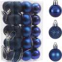 30ct Christmas Ball Ornaments, 2.36" Shatterproof Christmas Tree Decorations, Perfect Hanging Ball for Indoor/Outdoor Holiday Wedding Party Decor (Deep Blue, 1.18in)