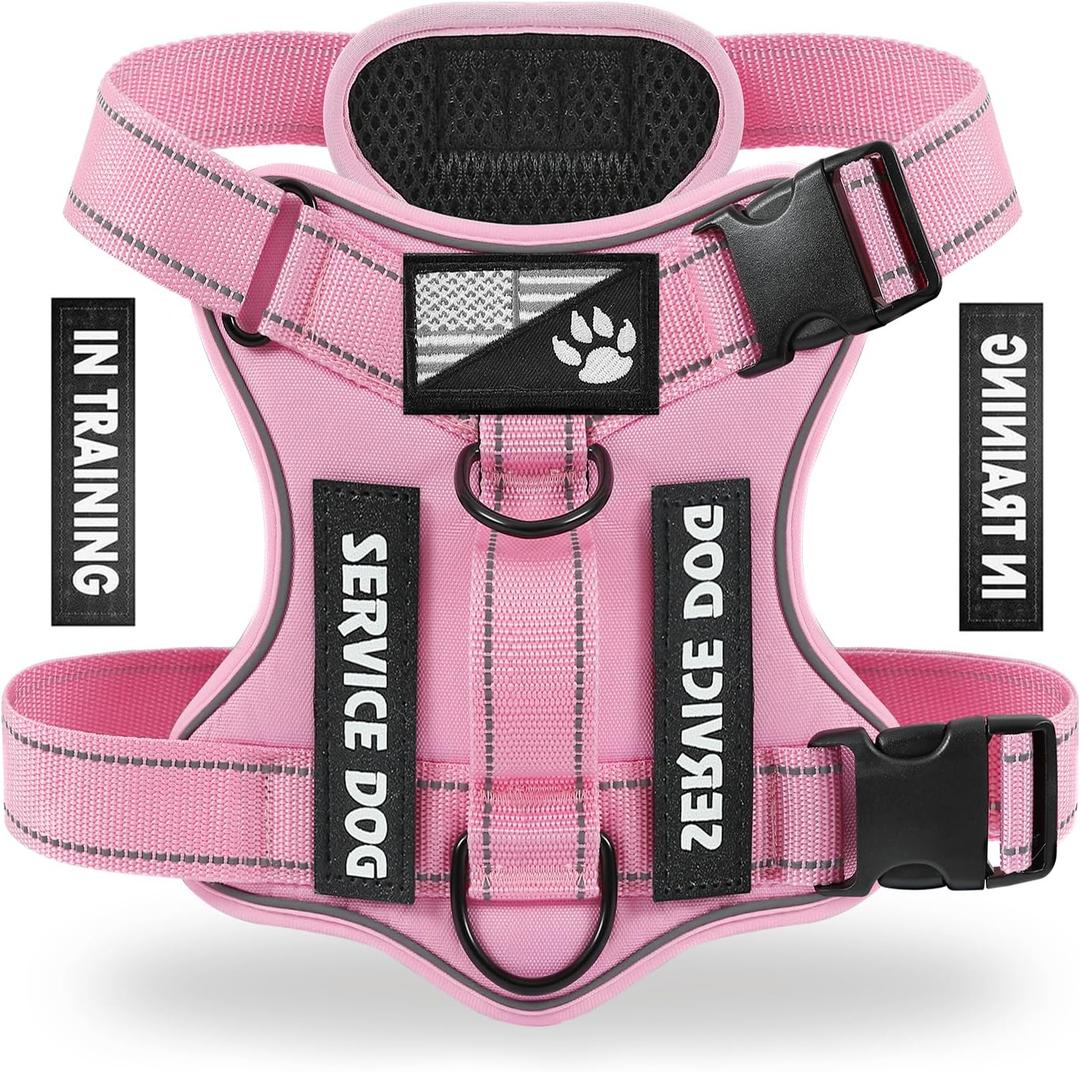 Service Dog Harness, Reflective Dog Vest Harness with 5 PCS Patches, Adjustable Soft Oxford Pet Harness, Inner Layer Mesh, Easy to Control for Small Medium Large Dogs, Small (Pack of 1)