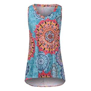 Libermall Blouses Tank Tops for Women Summer Sleeveless Floral Print V-Neck T-Shirt Tunic Tops Blouse Shirts
Size M