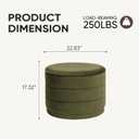 23" Round Storage Ottoman with Tray, 22.8"D x 22.8"W x 17.3"H