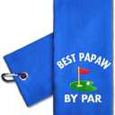 ERHACHAIJIA Best Papaw by Par Embroidered Golf Towel with Clip. Funny Golf Accessories Gifts for Men Father Papa Golf Lover, Birthday Retirement