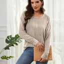 RICHSTORY Long Sleeve Shirts for Women Fall Fashion 2025 Tunic Tops Dressy Casual Blouses Loose Knit Pullover Sweaters (S)