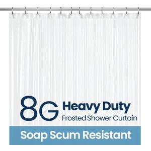LiBa Bathroom Shower Curtain Waterproof Plastic Shower Curtain Premium PEVA Non-Toxic with Rust Proof Grommets Frosted 8G Bathroom Accessories 72x72