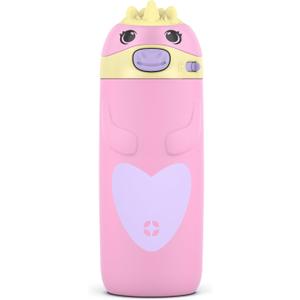 Ello Ellies 12oz Vacuum Insulated Stainless Steel Kids Water Bottle with Straw and Built-in Carrying Handle and Leak-Proof Locking Lid for School Backpack, Lunchbox and Outdoor Sports, Unicorn