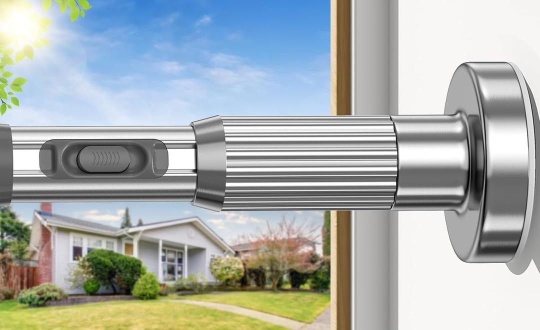 AIZESI 41-67 Inch Heavy Duty Silver Tension Curtain Rod - No Drilling, Adjustable, Rust-Proof for Outdoor, Living Room, Bathroom