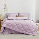 Love's cabin Full Comforter Set Light Purple, 7 Pieces Full Bed in a Bag, All Season Bedding Sets with 1 Comforter, 1 Flat Sheet, 1 Fitted Sheet, 2 Pillowcase and 2 Pillow Sham | Soft, Breathable, Lightweight, Comfortable