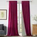 PRIMROSE Full Blackout Hot Pink Velvet Curtains 102 inch Long for Living Room,2 Liner Rod Pocket Back Tab Thermal Window Curtains Room Darkening Heavy Decorative Curtain Drapes for Bedroom