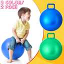 Lewtemi 2 Pcs 22 Inch Big Bouncing Ball with Handle Jumping Hopper Bouncy Ball for Adults Exercise and Air Pump for Outdoor Sports Game (Blue, Green)
