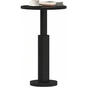 LAATOOREE Small Round Side Table, Accent Drink Coffee Table, Pedestal End Table with Thick Solid Wood Legs for Living Room,Sofa Couch,Small Spaces,Bedroom (Black), 11.8"D x 11.8"W x 24.45"H