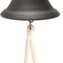 Black Hanging Dinner Bell with Outdoor Mount, Indoor Use, Nautical/Door/Church Design, Rope Included