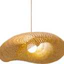 Pendant Lighting for Kitchen Island, Modern Twist Hanging Light Kit Bamboo 1 Light Dining Room Pendant Lamp in Beige (31.5 inch)