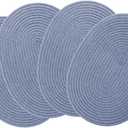 Braided Placemats Set of4 Cotton Fabric Oval Table Mats Non Slip Washable 16 * 12 inch Oval Place Mats, 4 Pack Grey Woven Placemats