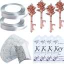 Makhry 50pcs Wedding Favors Key Bottle Openers with Escort Tag Cards and Ribbon Thank You Gifts Tags for Guests Rustic Wedding Decorations (Rose Gold)
