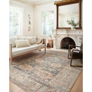 Loloi Margot Collection MAT-03 Ocean/Spice 8'-6" x 11'-6" Area Rug feat. CloudPile, No-Shed Easy Clean Large Patterned Area Rug for Living Room, Bedroom, Dining Area