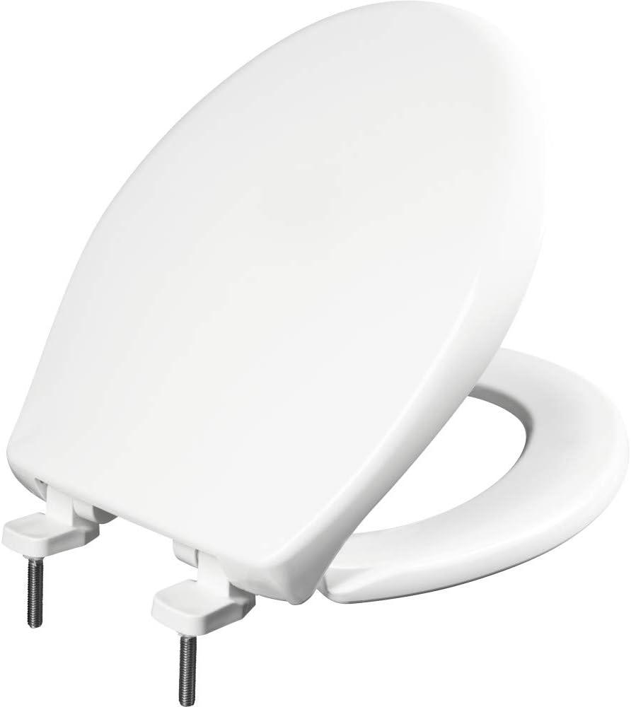 BEMIS 790TDGSL Commercial Heavy Duty Closed Front Toilet Seat with Cover, Industrial No Slam Seat with Secure Installation, Made in USA, Round, White