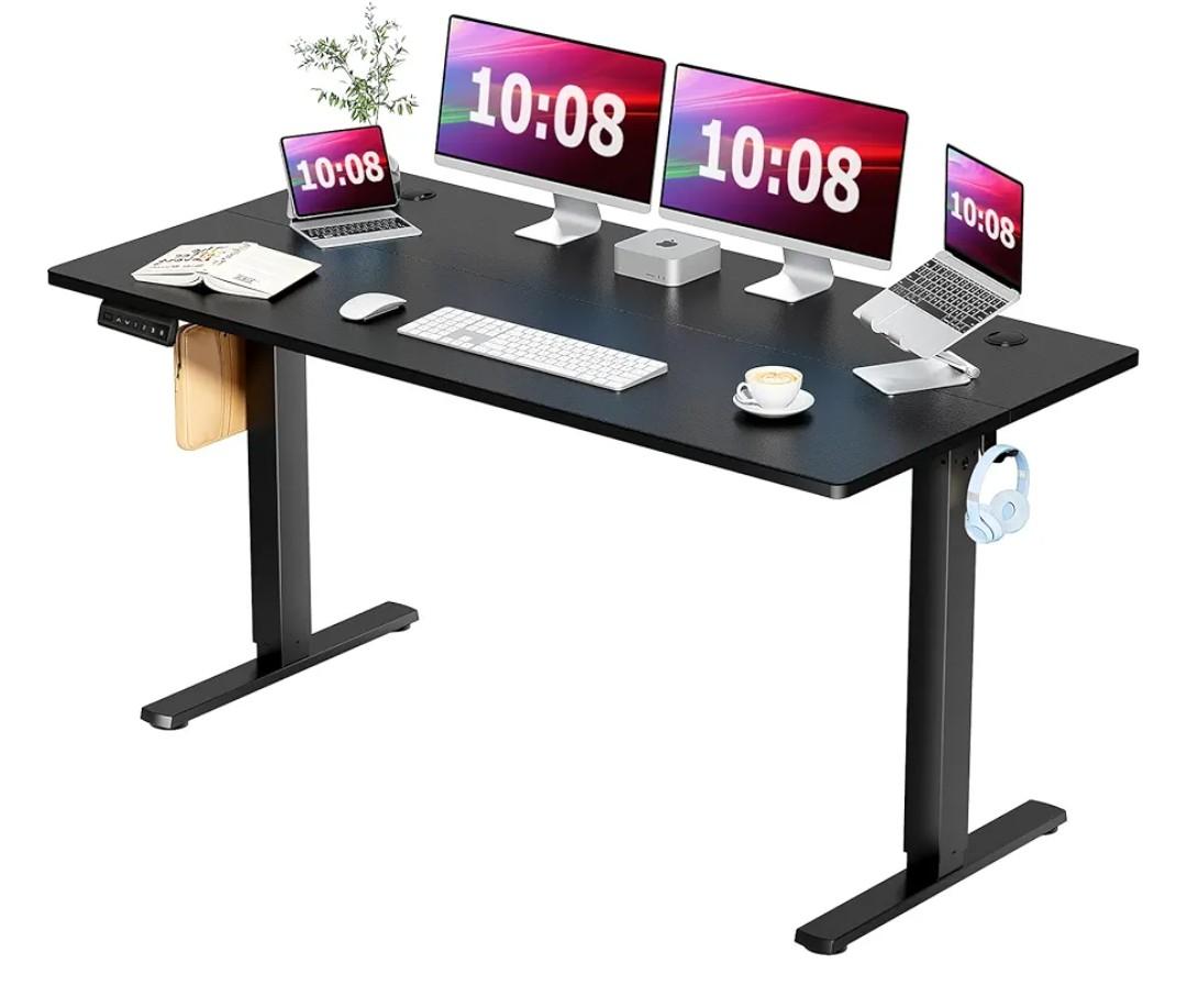 SMUG Standing Desk, Electric Height Adjustable Height Sit Stand Computer Table, 63 x 24 Inch, Ergonomic Desk for Work, Office, Home, Motorized Gaming Workstation, Black, 