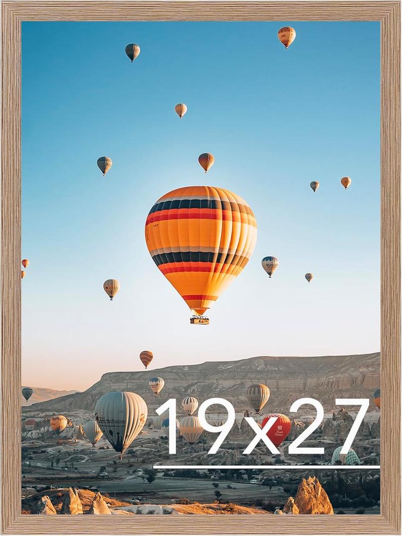 JCJMY 19x27 Picture Frame Rustic Brown for Poster Photo Picture, Horizontal and Vertical Formats for Wall Hanging, 19 x 27 Wall Gallery Poster Photo Frame for 19 by 27 Photos Posters, Rustic Brown