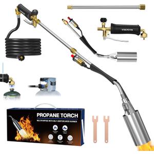 Upgrade Propane Torch Weed Burner Kit, High Output with Long/Short Mode,Self Igniter and Turbo Trigger,Heavy Duty Flamethrower with 11.5FT Hose for Weeding,Roofing,Melting Snow (Black)