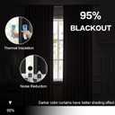 DUALIFE Black Blackout Curtains 105 Inch Long for Living Room, Back Tab and Rod Pocket, Thermal Insulated Room Darkening Drapes for Living Room, 2 Panels 52W x 105L