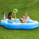 SLOOSH Inflatable Pool for Family with Seats, 120" x 101" x 26" Full-Sized Blow Up Durable Thickened Above Ground Pool with Backrest Cup Holders,Swimming Pools for Backyard Summer Water Lawn, Blue