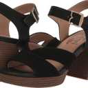 Dr. Scholl's Shoes Women's Mariah Block Heel Sandal Heeled, Black Smooth/Fabric, 11 (Black)