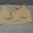 Lusait Womens Jelly Bra Seamless Wireless Lace Racerback Bralette Buttery Soft Comfort Deep V Plunge T-Shirt Bra (Beige, L)