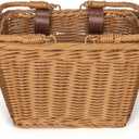 CXWXC Kids Bike Basket - Front Bicycle Bike Basket for Girls - Handmade Woven Wicker Bike Baskets with Handle, Adjustable Leather Straps (Brown)