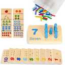 TOOKYLAND Peg Board Toddler Toys, Counting Wooden Toys with 55 Pegs, Wooden Math Manipulatives,Montessori Math and Numbers for Kids & Kindergarten Learning Activities