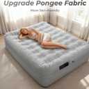 Queen Air Mattress with Rechargeable Battery Pump - 18" High Inflatable Bed, 3-Min Fast Inflation & Portable Foldable Design, 650lbs Heavy Duty, Soft Pongee Fabric for Camping & Home Use (Gray)
