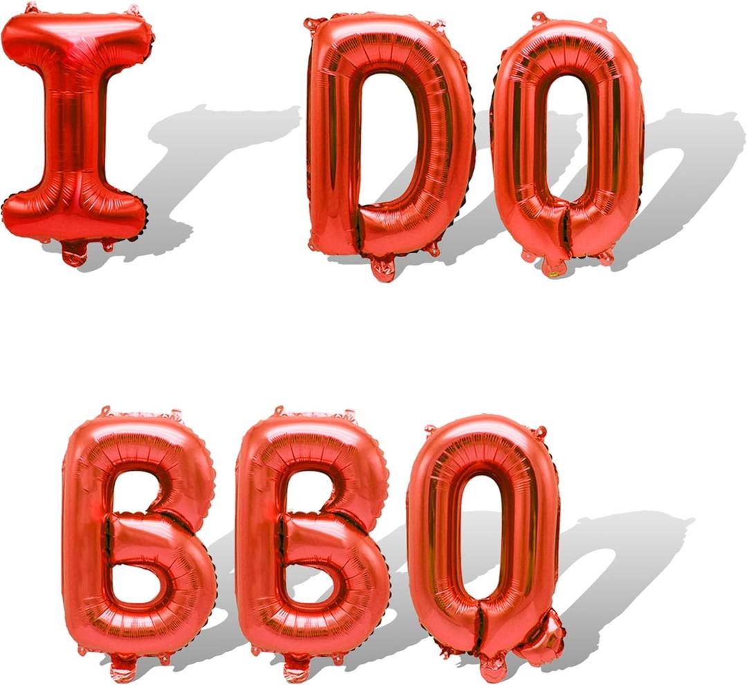 6Pcs Red I Do BBQ Letter Balloons 16in Balloon Foil Letters Decorations Party Decor Red Letter Balloons I Do BBQ Party Supplies