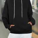 Fisoew Womens Casual Oversized Hoodies Loose Fit Long Sleeve Drawstring Pullover Hooded Sweatshirts 2025 Fall Winter Outfits (Black, L)